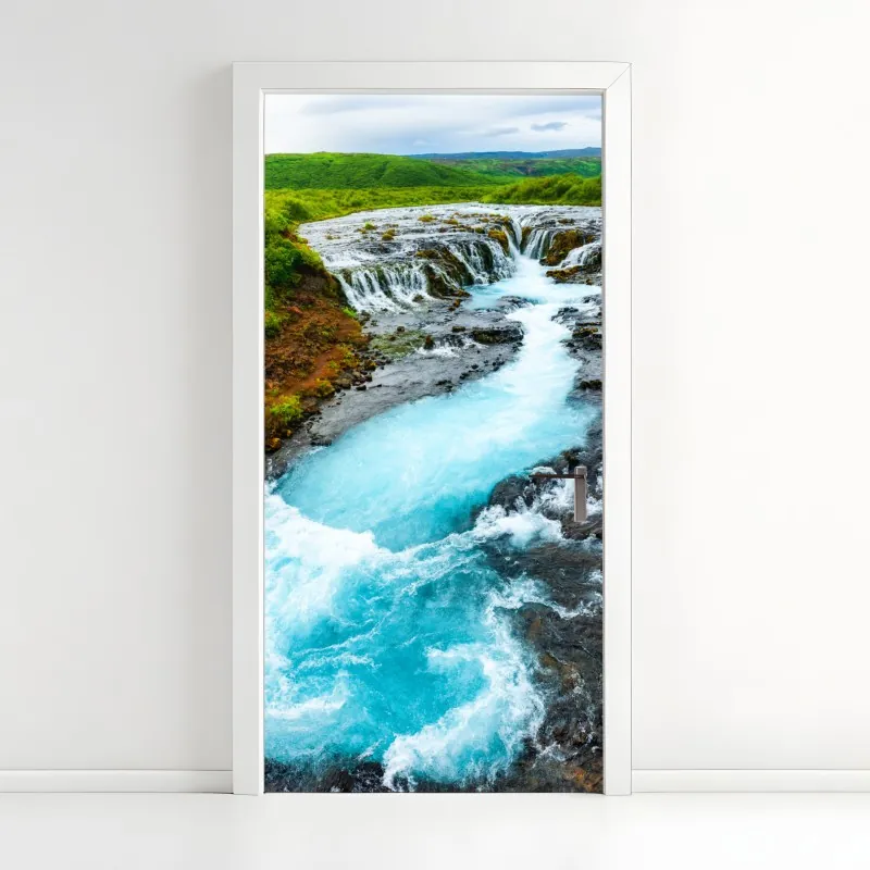Türaufkleber türkisblaue welle - meereslandschaft in öl – Wallnifity®