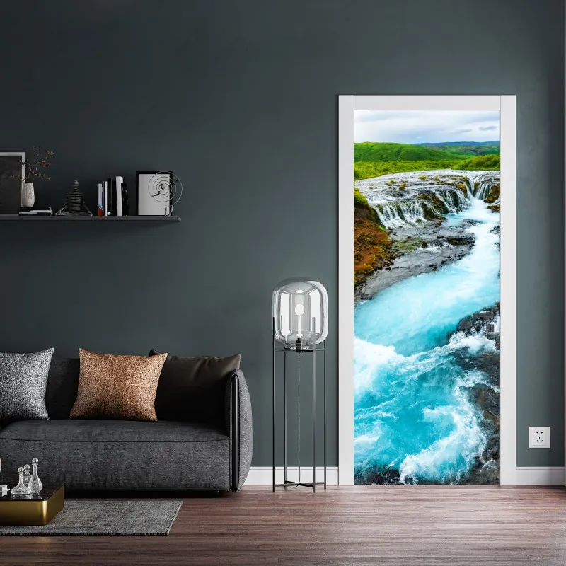 Türaufkleber türkisblaue welle - meereslandschaft in öl – Wallnifity®
