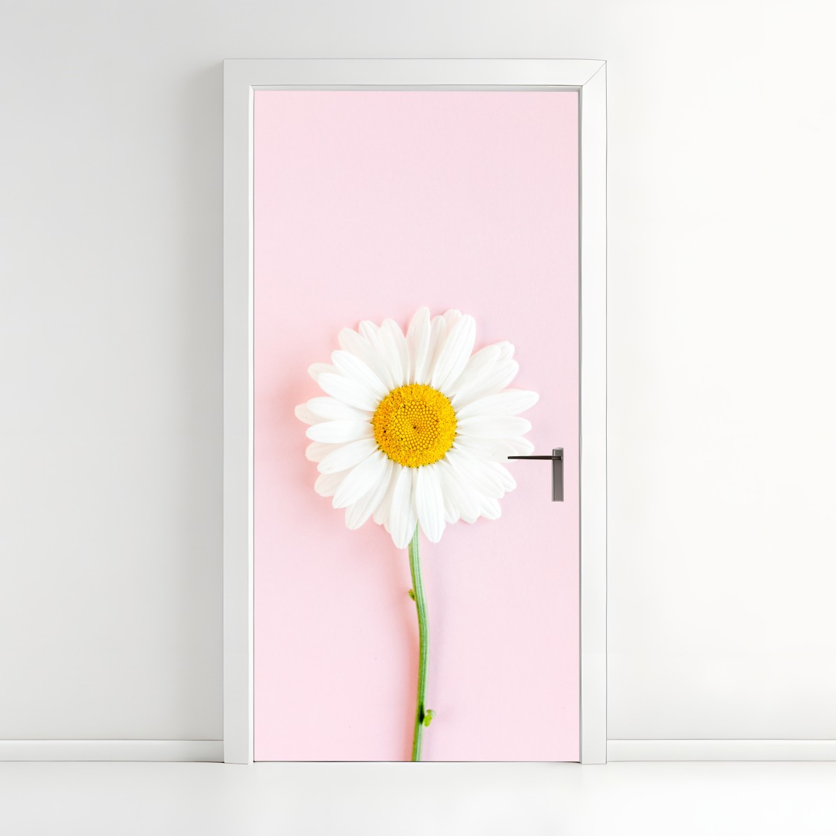 Türaufkleber weißes gänseblümchen auf pastellrosa hintergrund – Wallnifity®