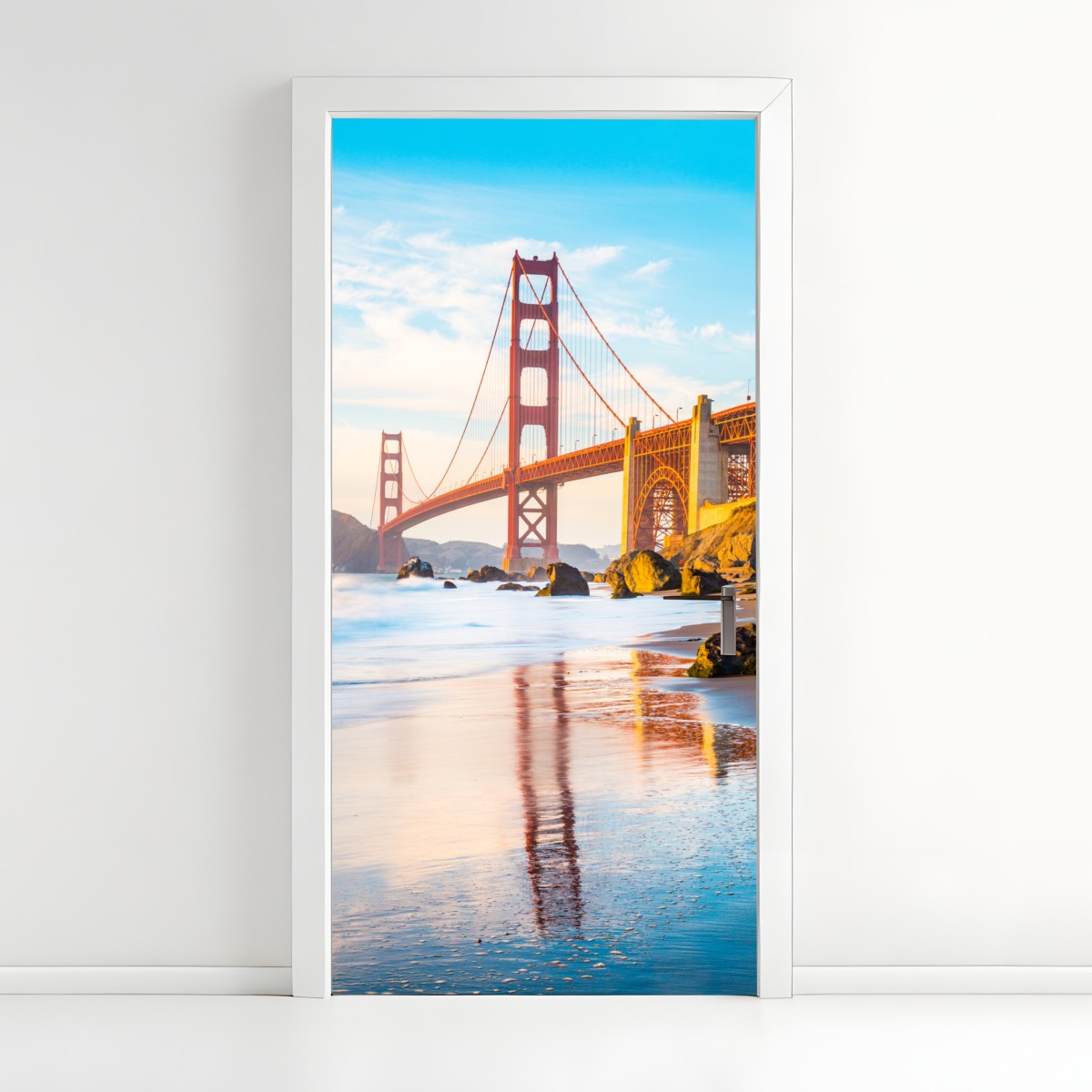 Türaufkleber goldene stunde an der Golden Gate Bridge, Baker Beach – Wallnifity®