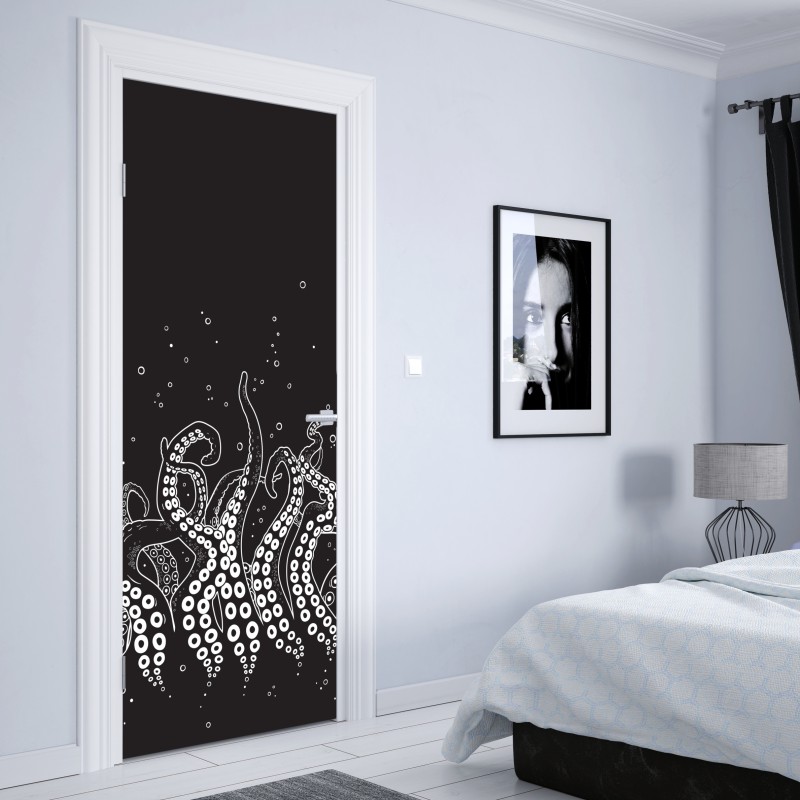 Türaufkleber goldene magnolie auf türkisfarbenem hintergrund – Wallnifity®