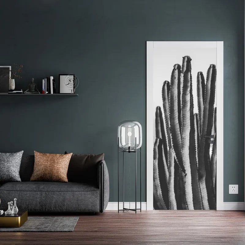 Türaufkleber zarte löwenzahnsamen in monochrom – Wallnifity®
