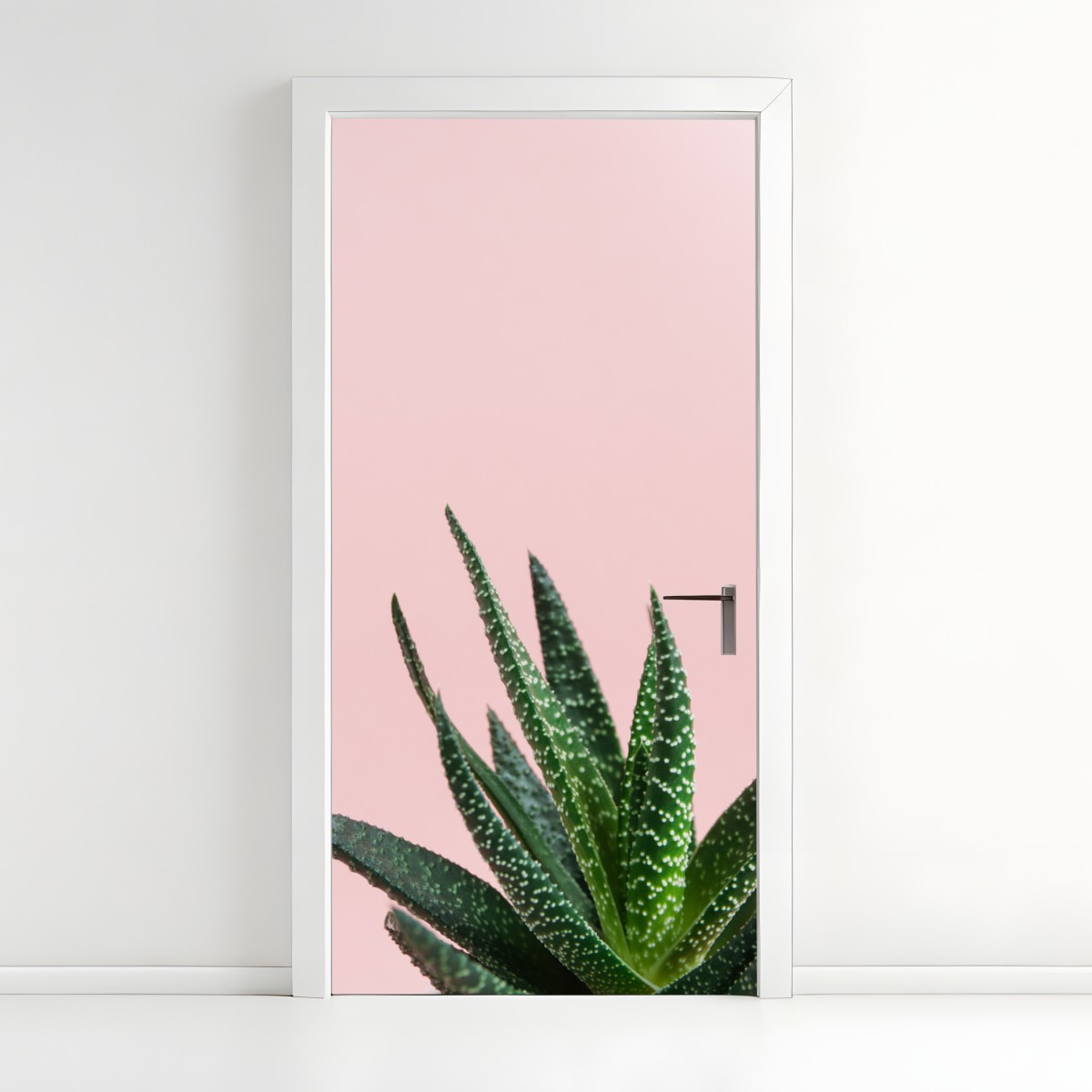 Türaufkleber grüner aloes auf rosa hintergrund – Wallnifity®