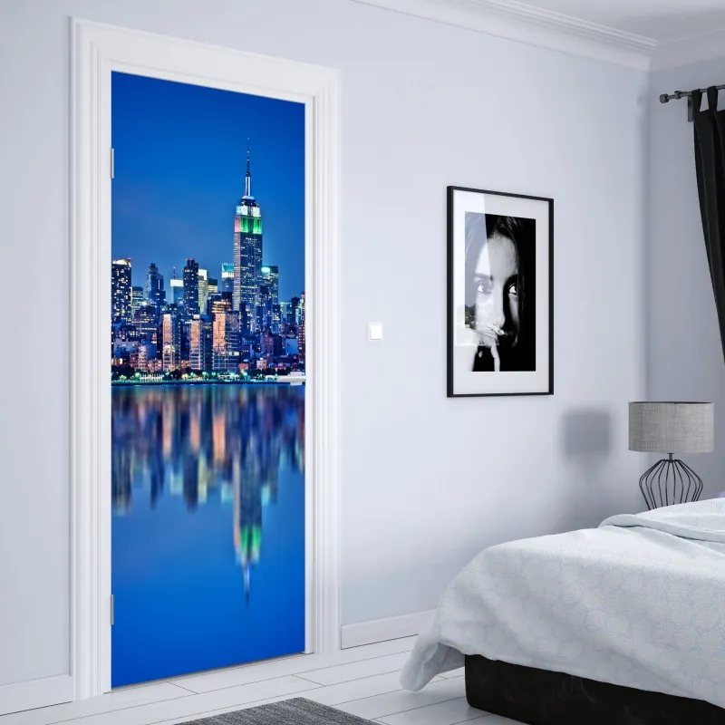 Türaufkleber Chicago nächtliche skyline panorama – Wallnifity®