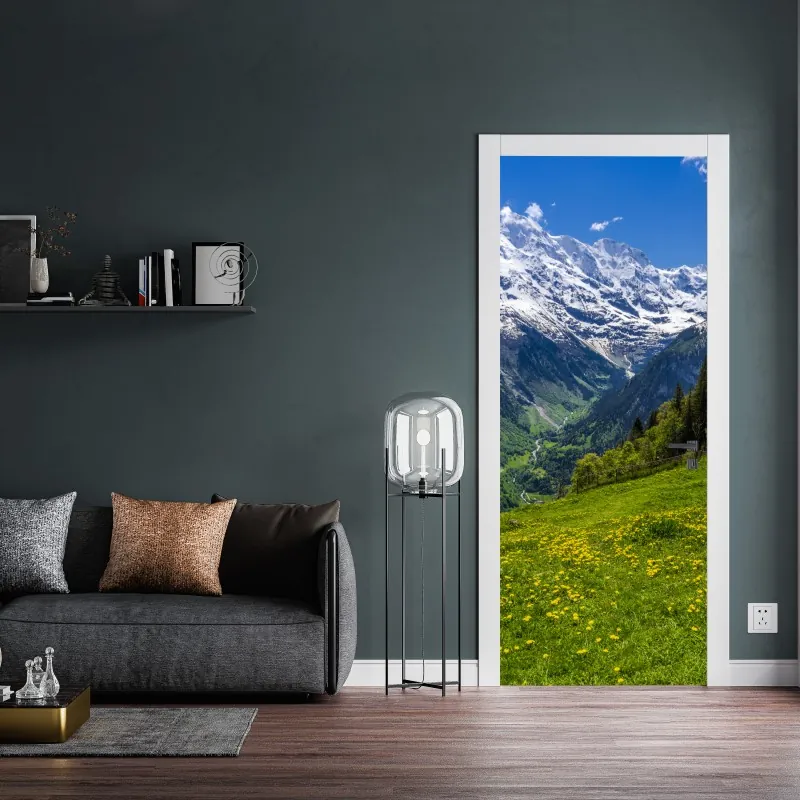 Türaufkleber elegantes goldenes geometrisches blattmuster – Wallnifity®