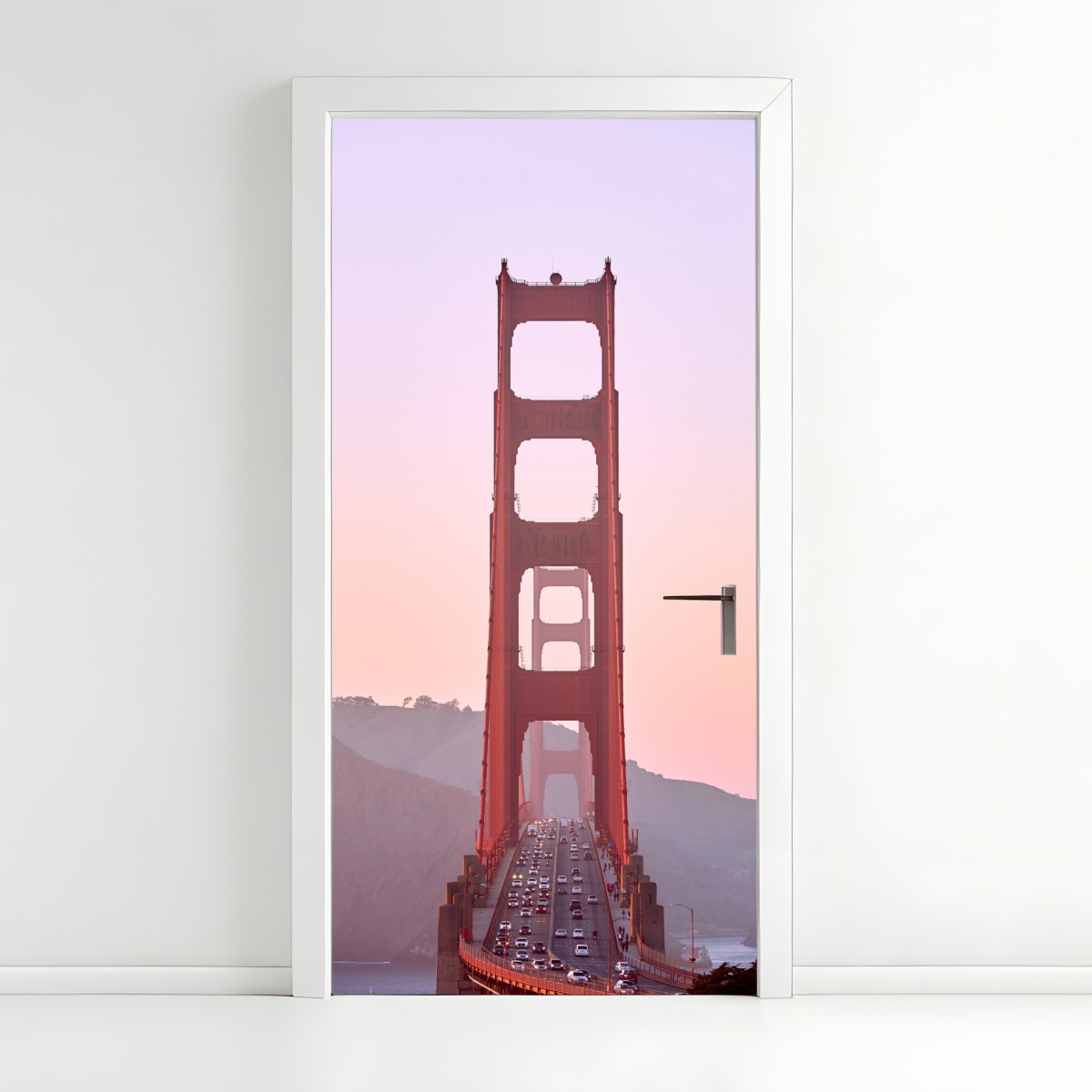 Türaufkleber Golden Gate bei pastellfarbenem sonnenuntergang – Wallnifity®
