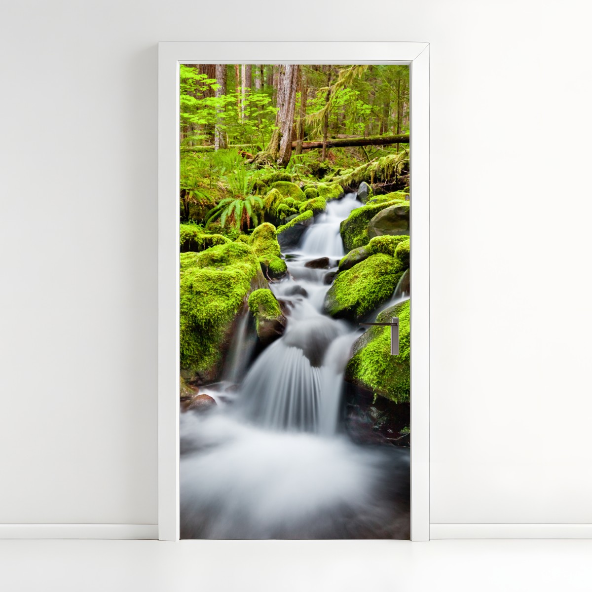 Türaufkleber moosbedeckter bach bei Sol Duc Falls – Wallnifity®