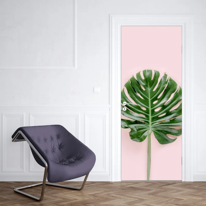 Türaufkleber goldene magnolie auf türkisfarbenem hintergrund – Wallnifity®