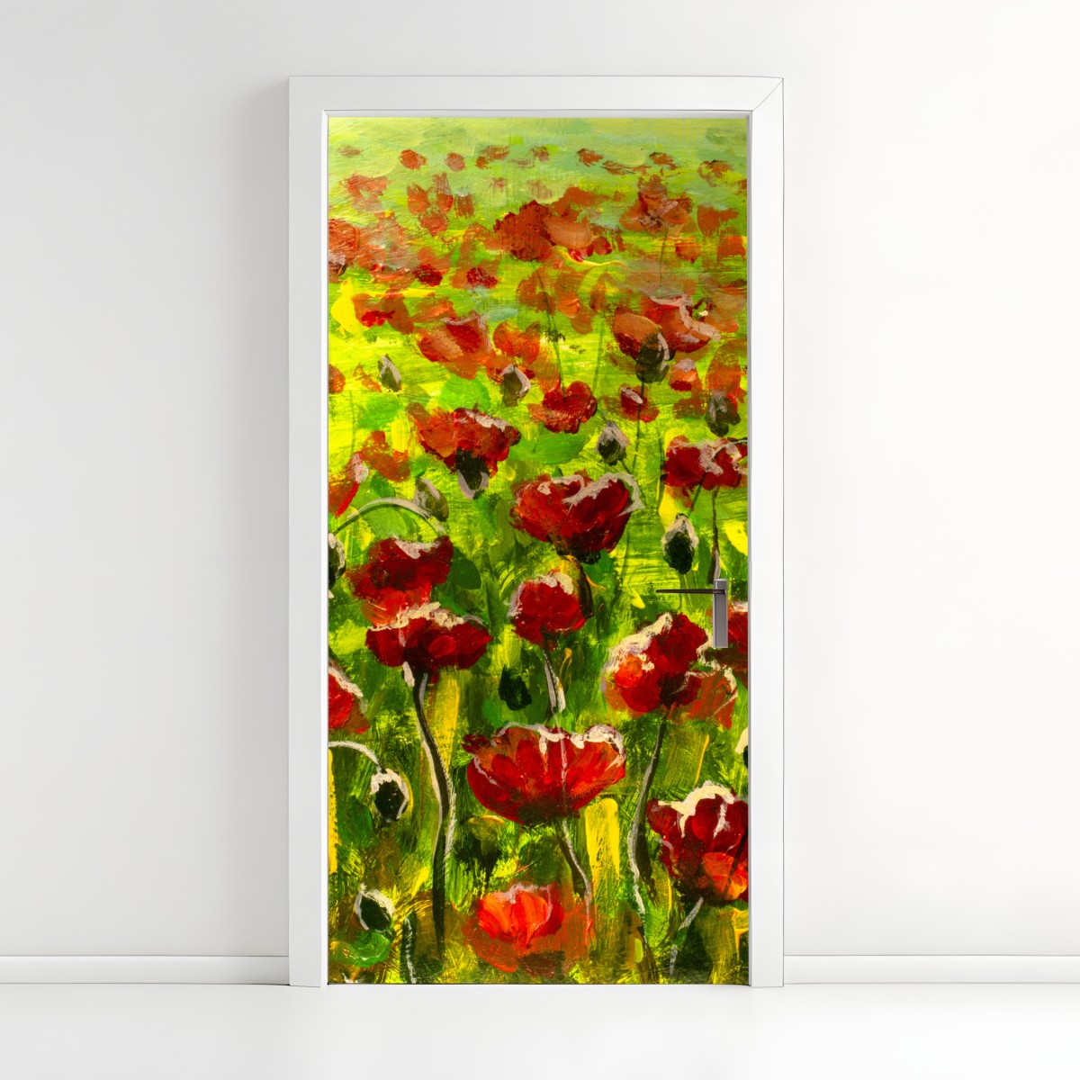 Türaufkleber feld roter mohnblumen – Wallnifity®