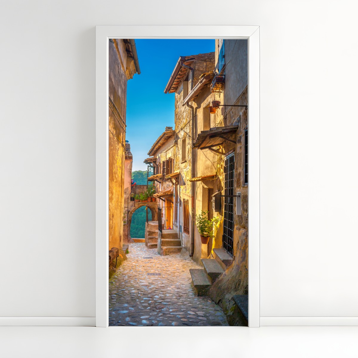 Türaufkleber sonnenbeschienene gasse in der Toskana – Wallnifity®