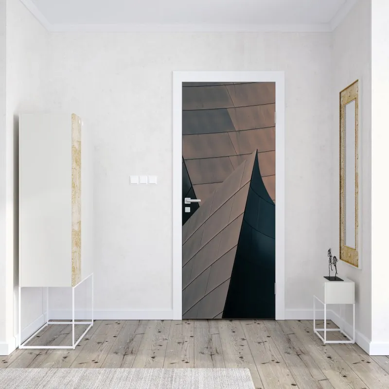 Türaufkleber schwarzweißes geometrisches streifenmuster – Wallnifity®
