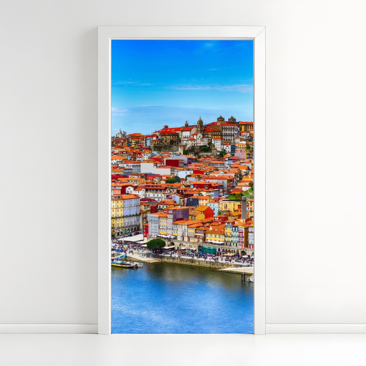 Türaufkleber Porto buntes uferpanorama – Wallnifity®