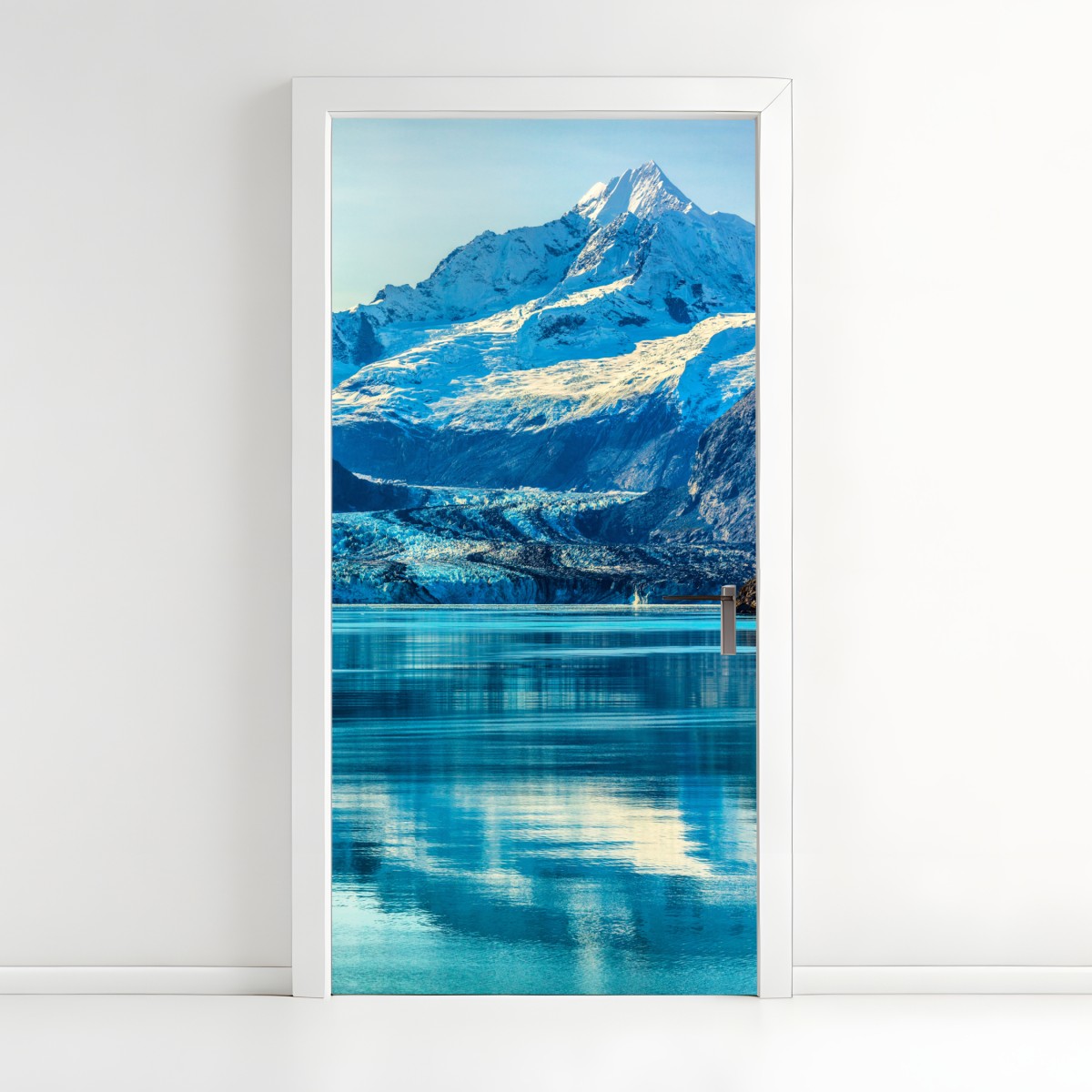 Türaufkleber majestätischer alpiner gletscher mit spiegelung – Wallnifity®