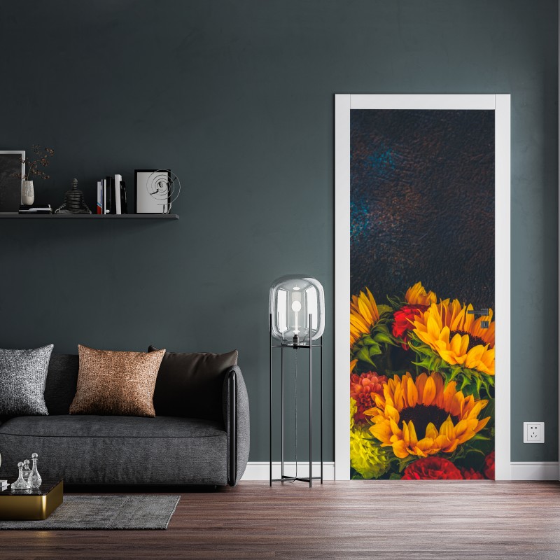 Türaufkleber zartes blaues blumenmuster – Wallnifity®