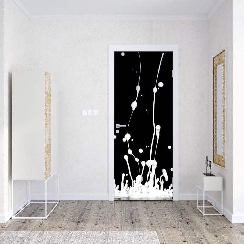 Türaufkleber zarte nahaufnahme von löwenzahnsamen in monochrom – Wallnifity®