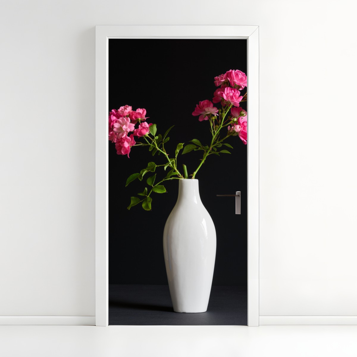 Türaufkleber rosa rosen in weißer vase – Wallnifity®