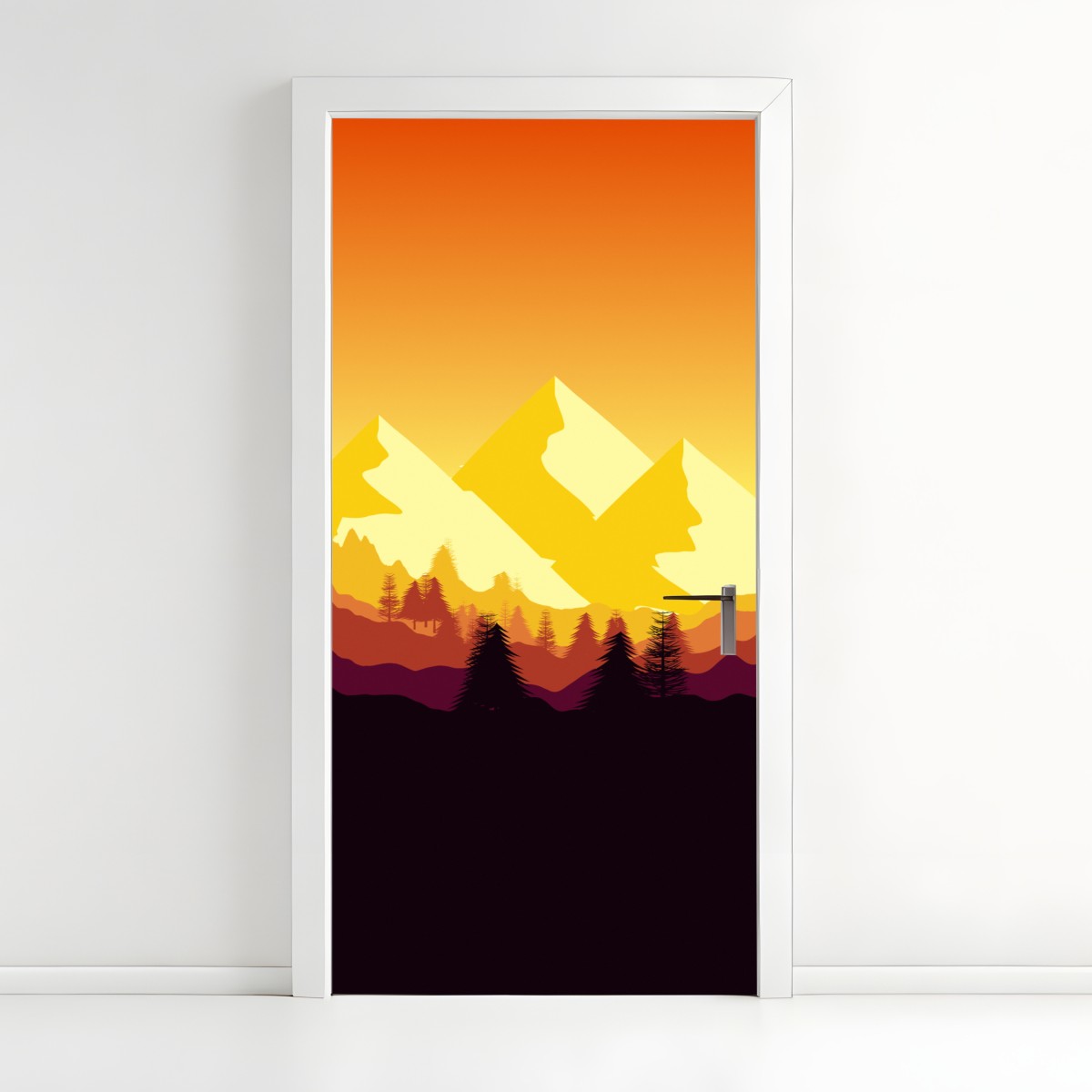 Türaufkleber goldener sonnenuntergang über bergen – Wallnifity®