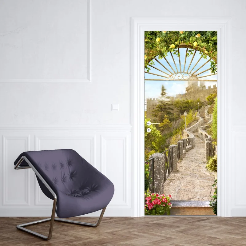 Türaufkleber lebhaftes aquarell blumenmuster – Wallnifity®