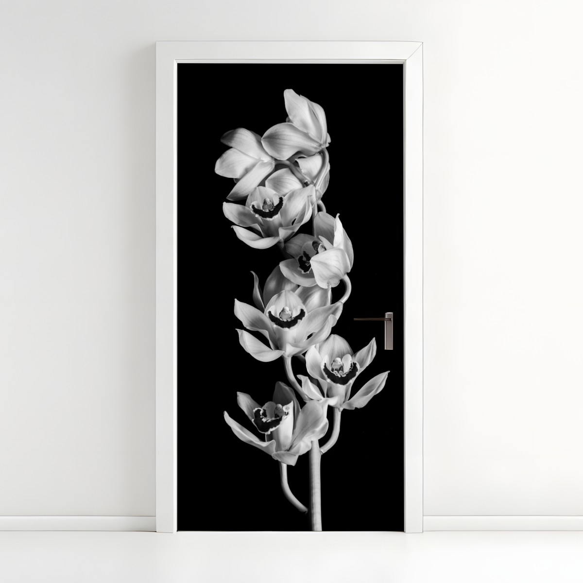 Türaufkleber eleganter monochromer orchideenstiel – Wallnifity®