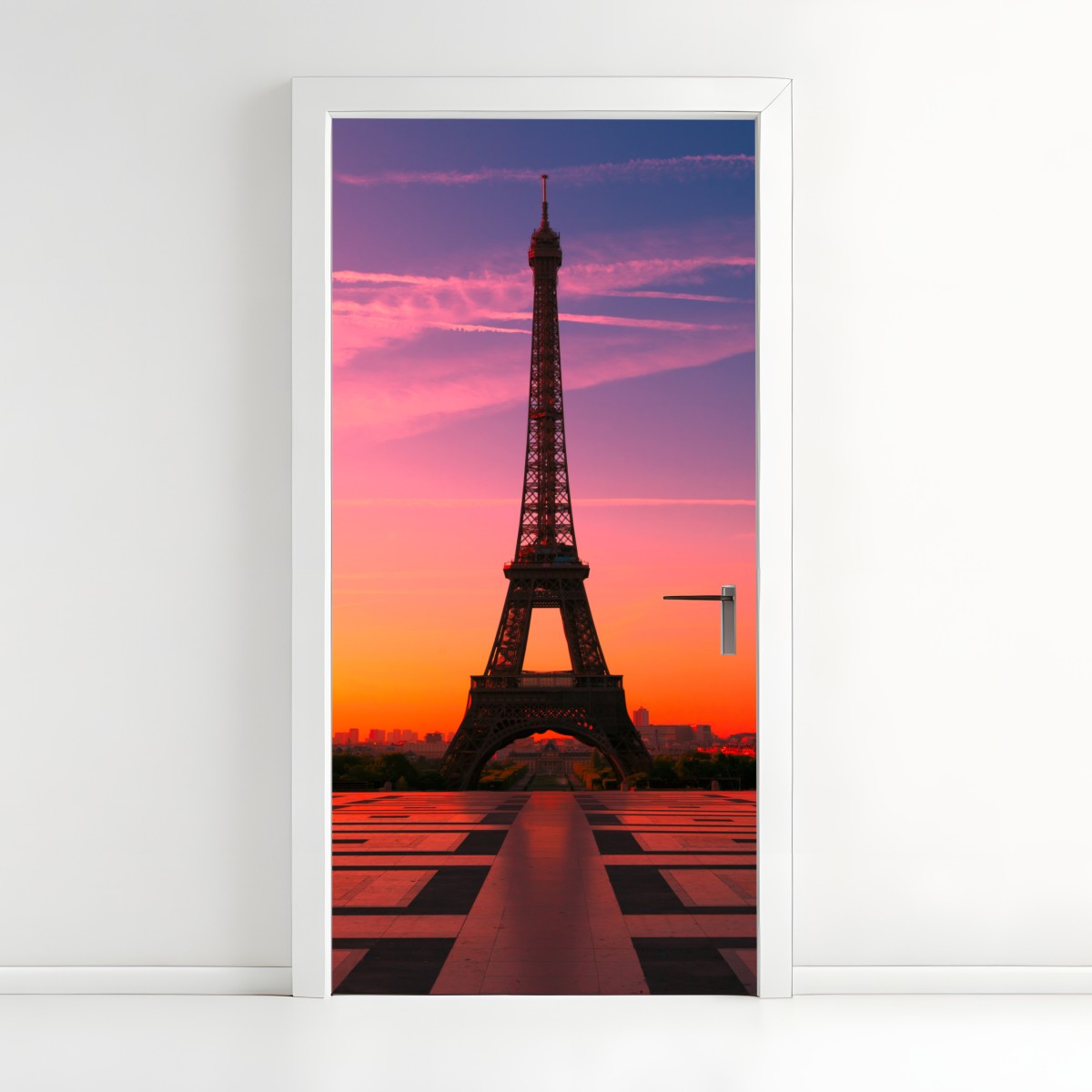 Türaufkleber sonnenaufgang über dem Eiffelturm – Wallnifity®