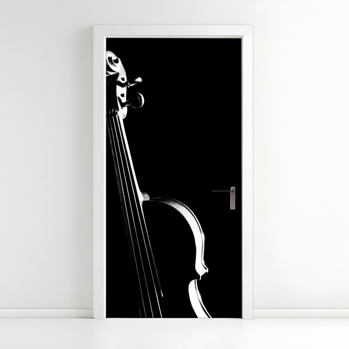 Türaufkleber elegante geigensilhouette auf schwarzem hintergrund – Wallnifity®