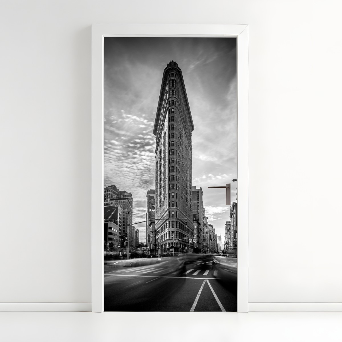 Türaufkleber Flatiron, New York — monochrome architektur – Wallnifity®