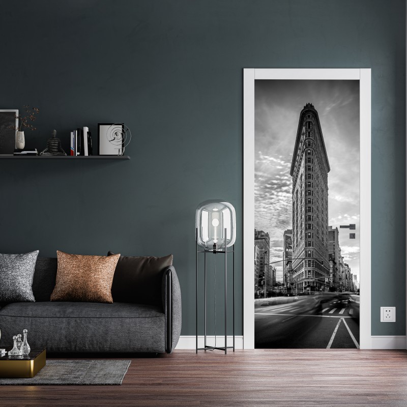 Türaufkleber goldene magnolie auf türkisfarbenem hintergrund – Wallnifity®