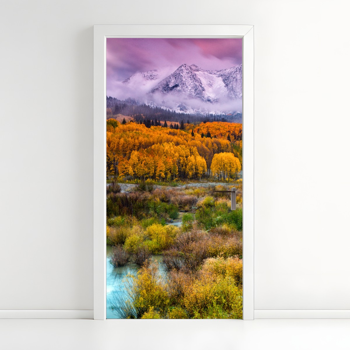 Türaufkleber rosafarbener sonnenaufgang über East Beckwith Mountain – Wallnifity®