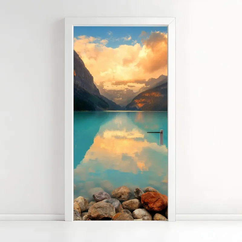Türaufkleber sonnige panoramaaufnahme von Positano an der Amalfiküste – Wallnifity®