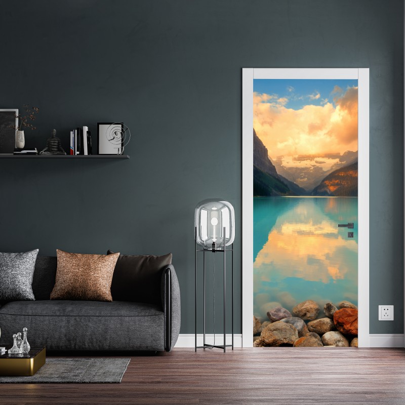 Türaufkleber sonnige panoramaaufnahme von Positano an der Amalfiküste – Wallnifity®
