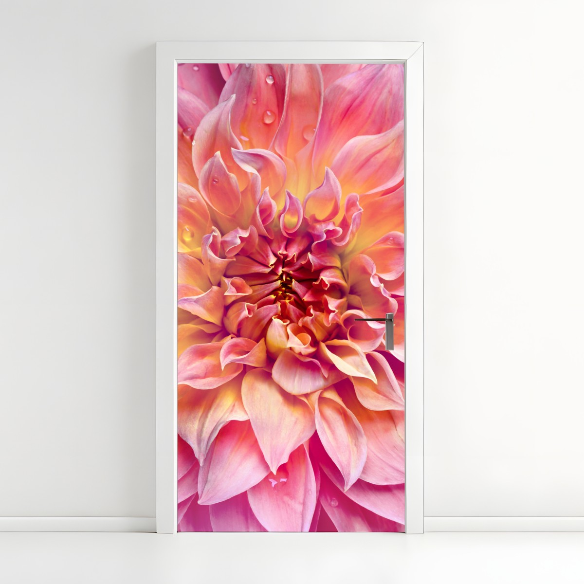 Türaufkleber rosa dahlie nahaufnahme – Wallnifity®