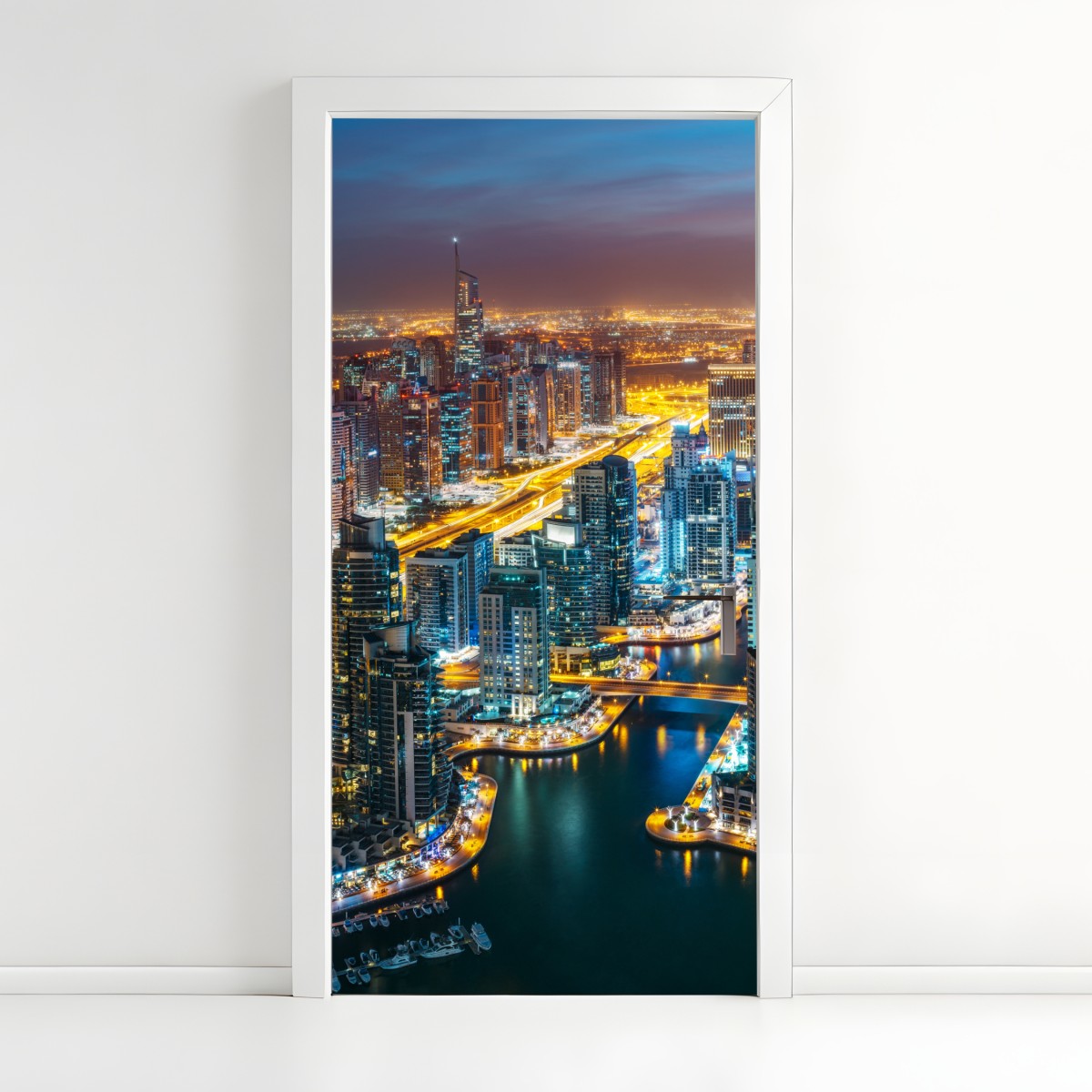 Türaufkleber nächtliche skyline Dubai Marina – Wallnifity®