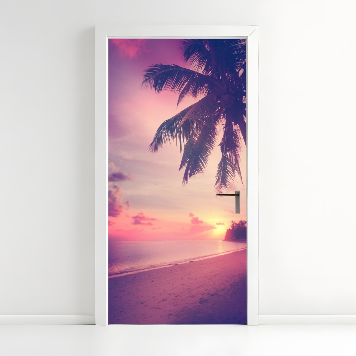 Türaufkleber tropischer sonnenuntergang am strand – Wallnifity®