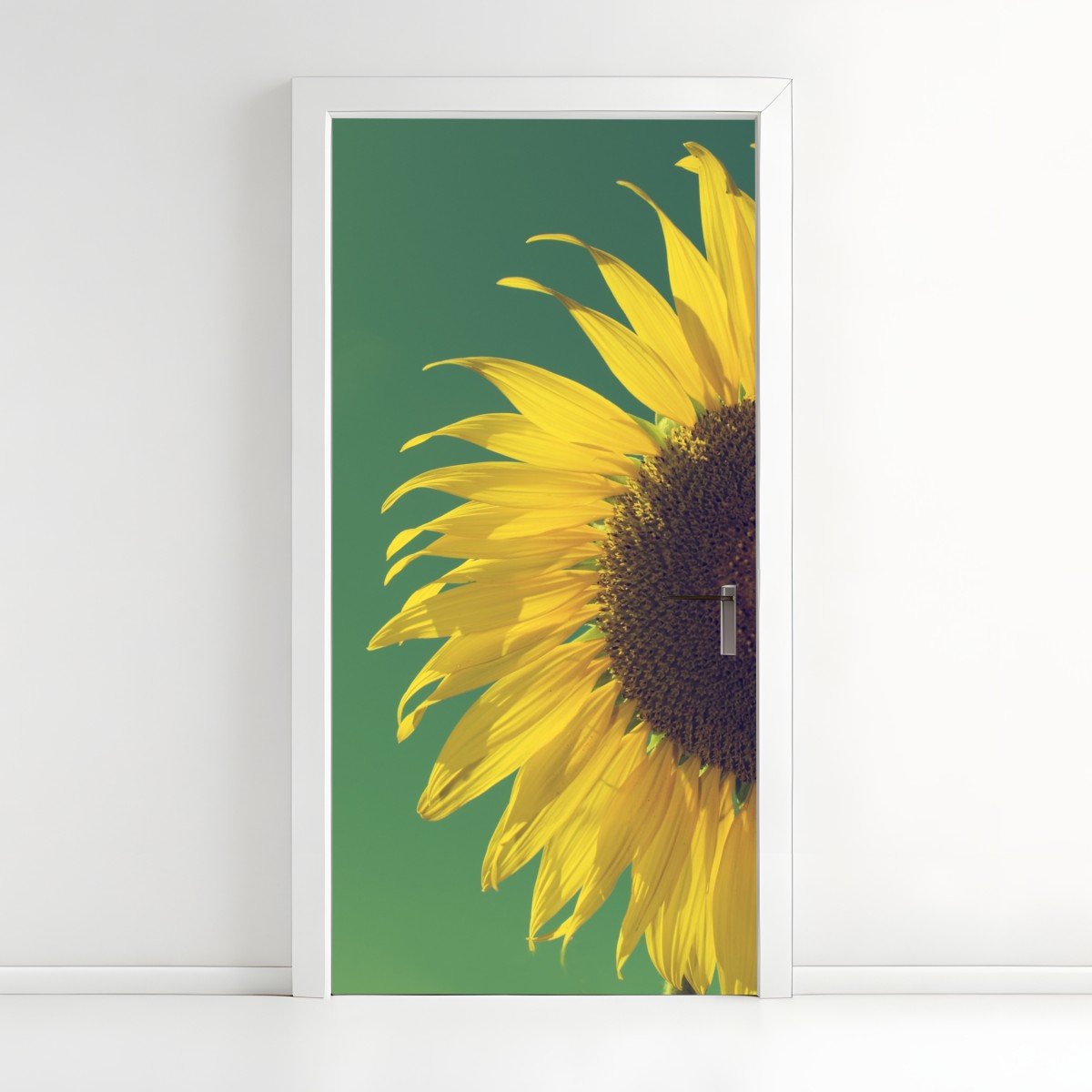 Türaufkleber strahlende sonnenblume vor vintage-himmel – Wallnifity®