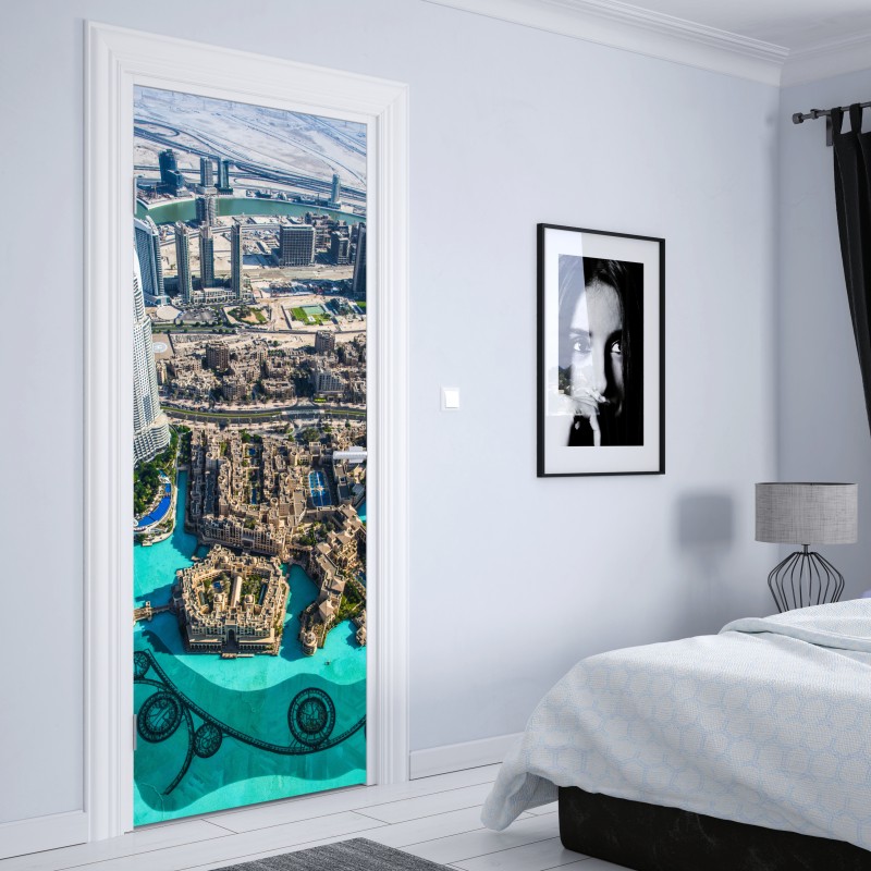 Türaufkleber blaue ozeanwellen illustration – Wallnifity®