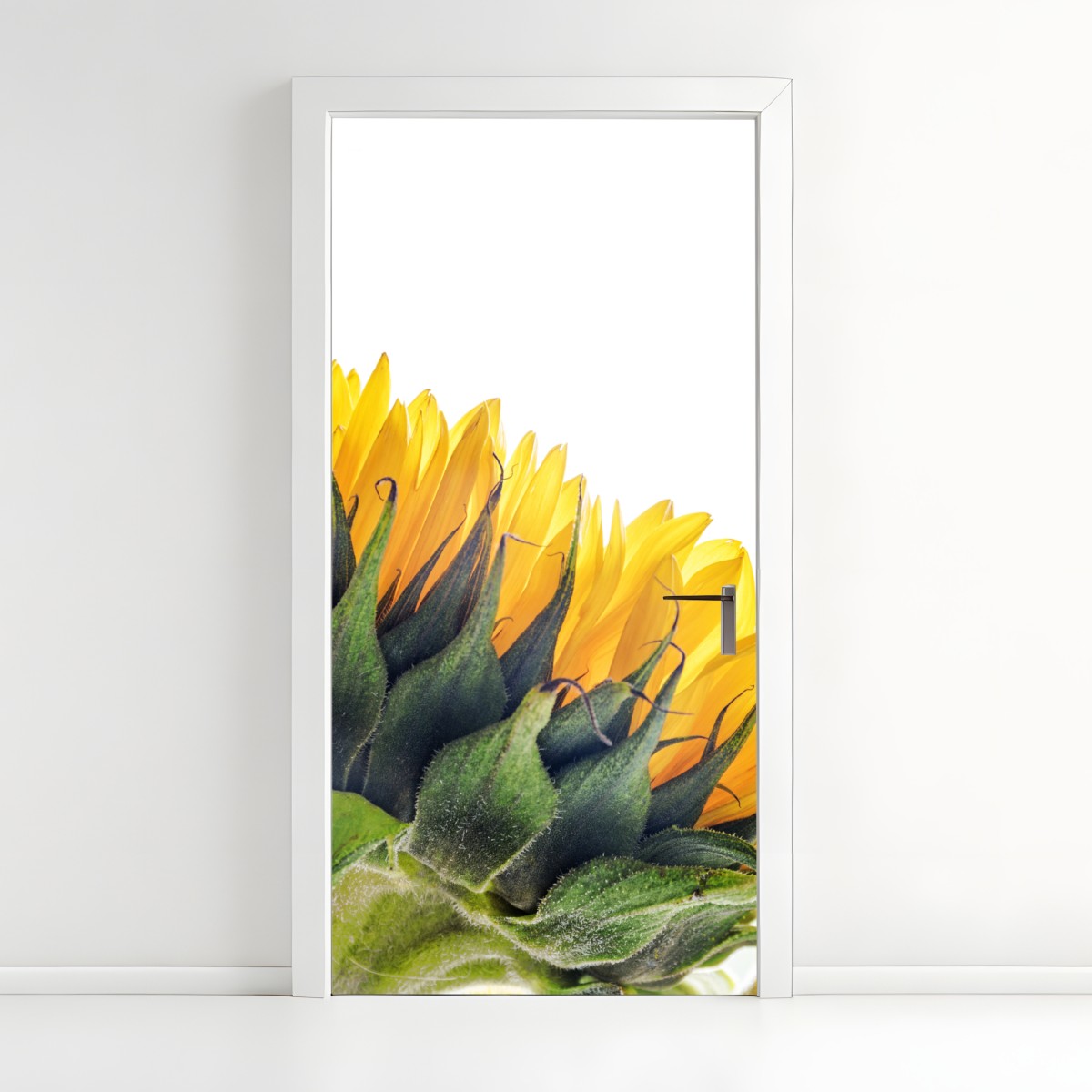 Türaufkleber sonnenblume in der ecke auf weißem hintergrund – Wallnifity®