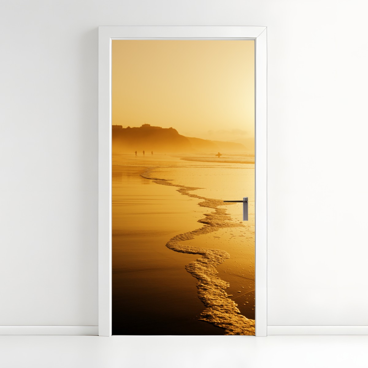 Türaufkleber goldener sonnenuntergang am strand von Sopelana – Wallnifity®