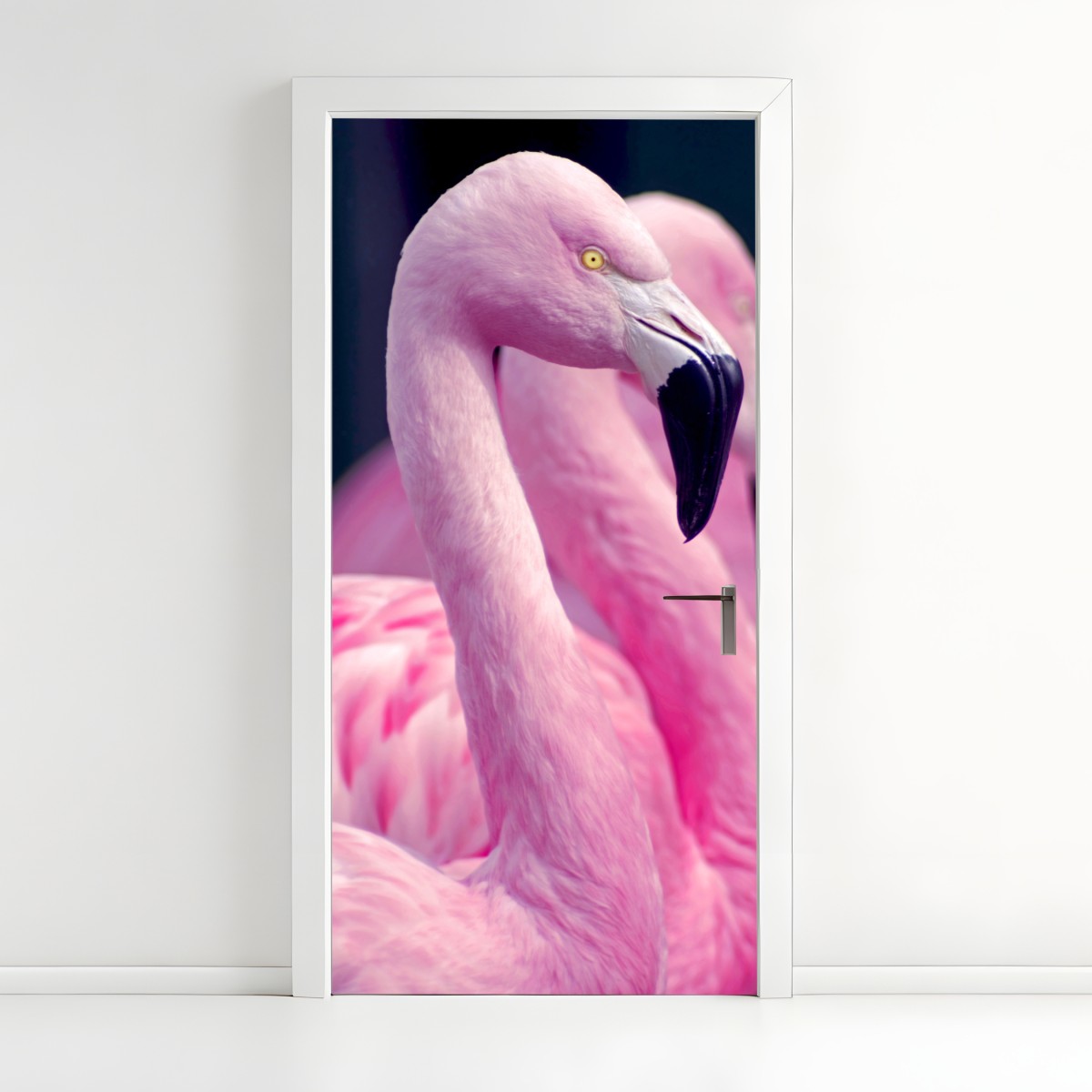 Türaufkleber anmutiges rosa flamingo-porträt – Wallnifity®