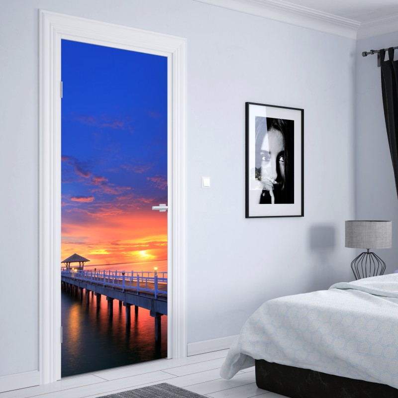Türaufkleber lebhafte aquarell-abstraktion in warmen tönen – Wallnifity®