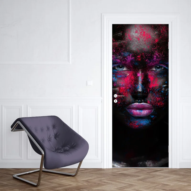Türaufkleber lebendige türkis-orange marmorierte kunst – Wallnifity®