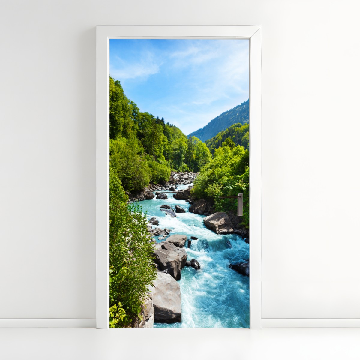 Türaufkleber gletscherfluss im grünen tal – Wallnifity®