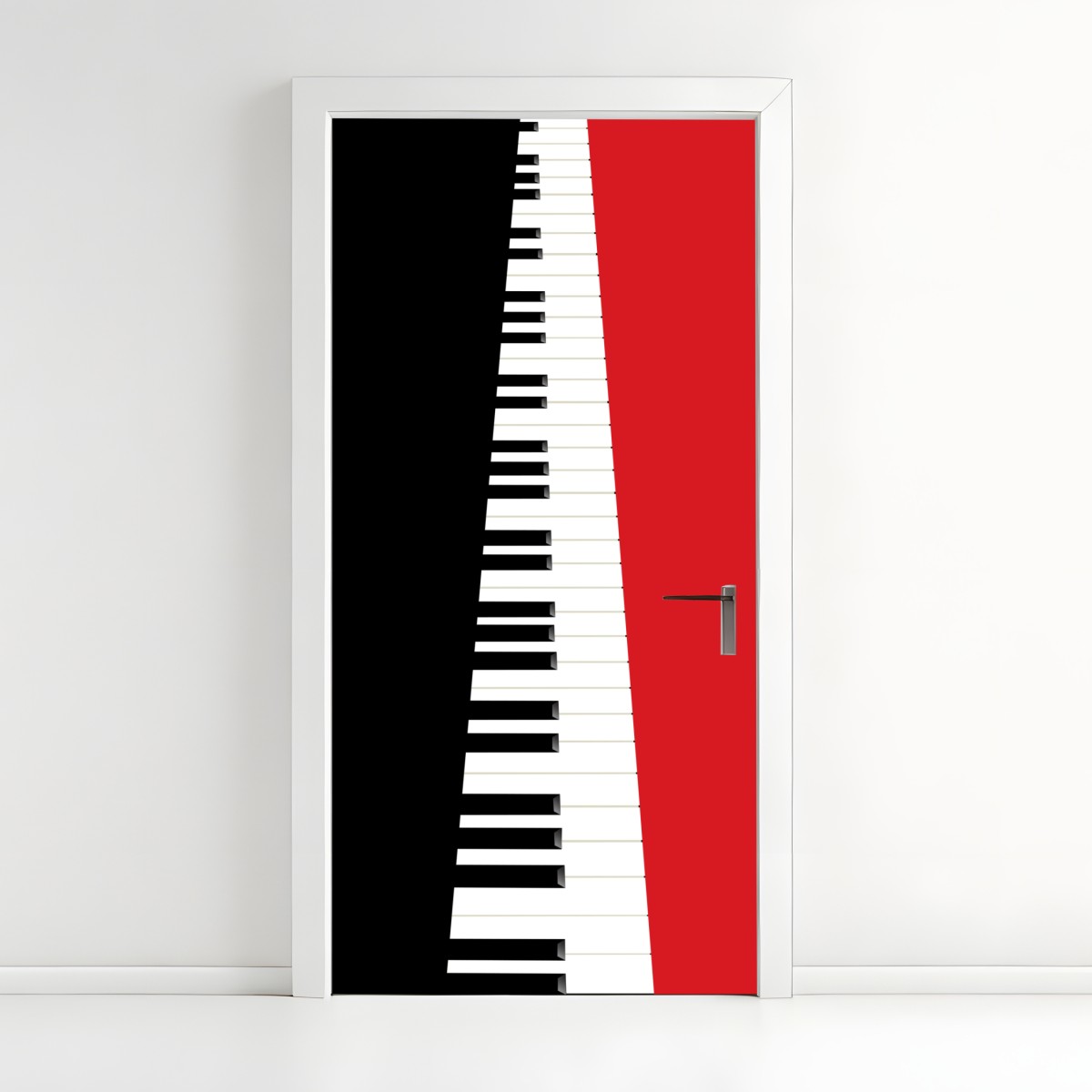 Türaufkleber schwarz-rotes klavier-tastatur motiv – Wallnifity®