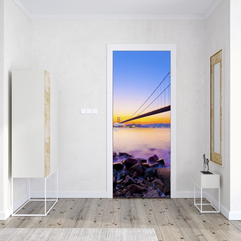 Türaufkleber luxuriöse abstrakte alkoholtinten-kunst mit goldenen adern – Wallnifity®
