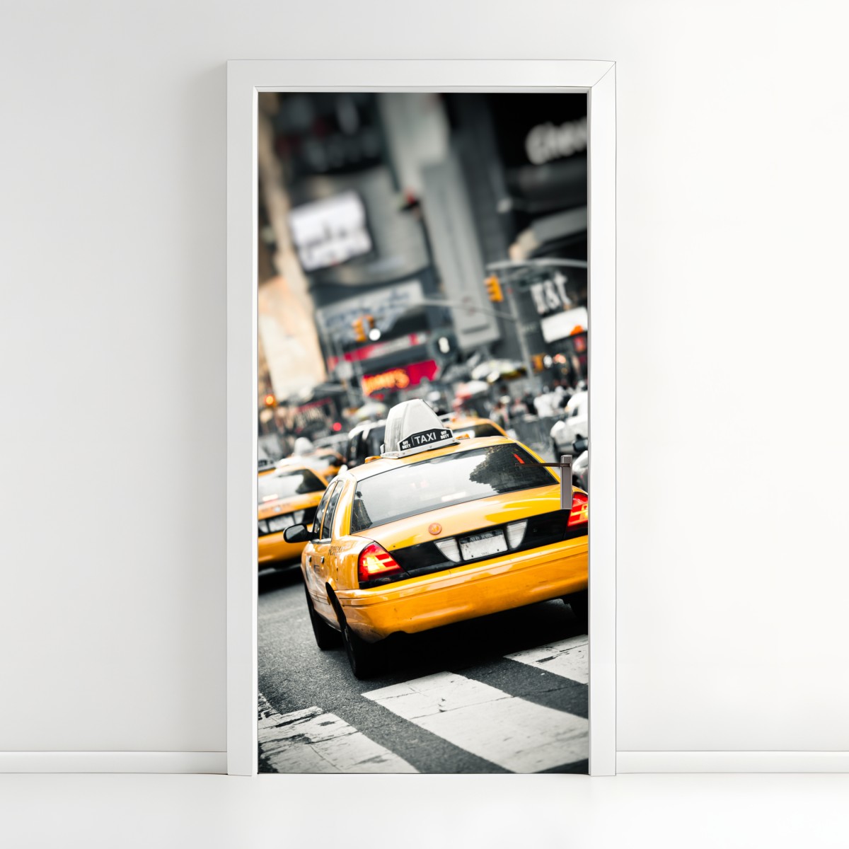 Türaufkleber gelbes taxi in den straßen von New York – Wallnifity®