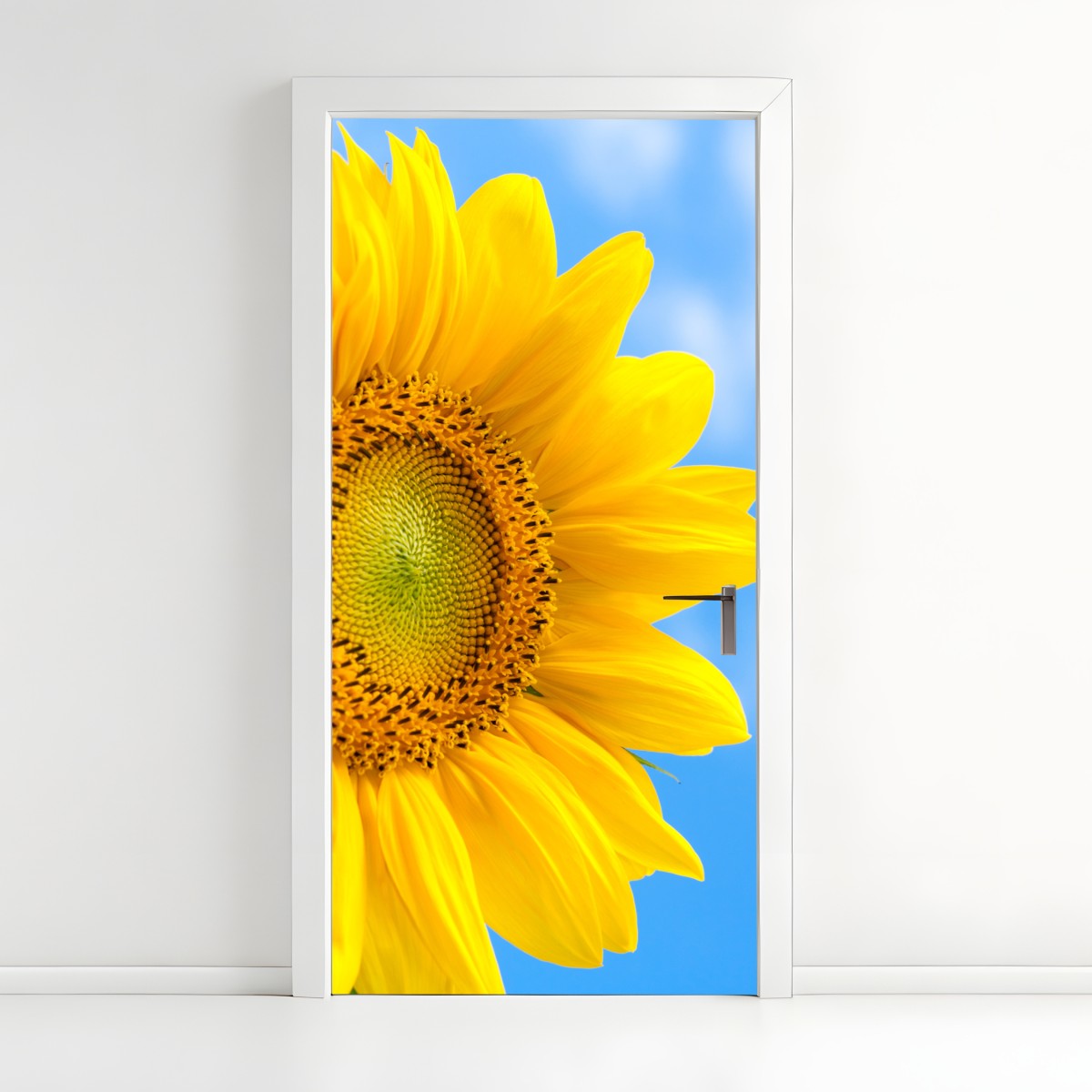 Türaufkleber leuchtende sonnenblume vor blauem himmel – Wallnifity®