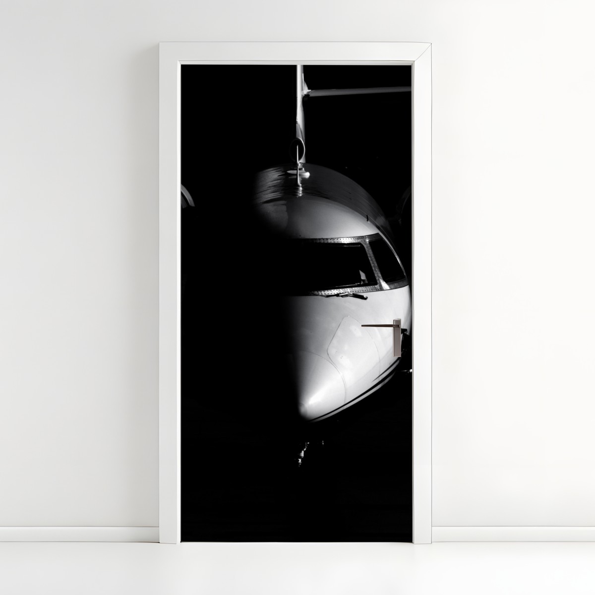 Türaufkleber monochromes porträt der flugzeugnase – Wallnifity®