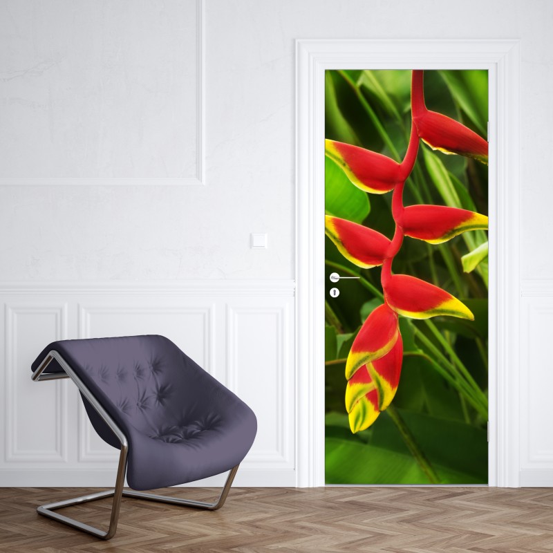Türaufkleber tropisches hibiskus- und plumeria-blumenmuster – Wallnifity®
