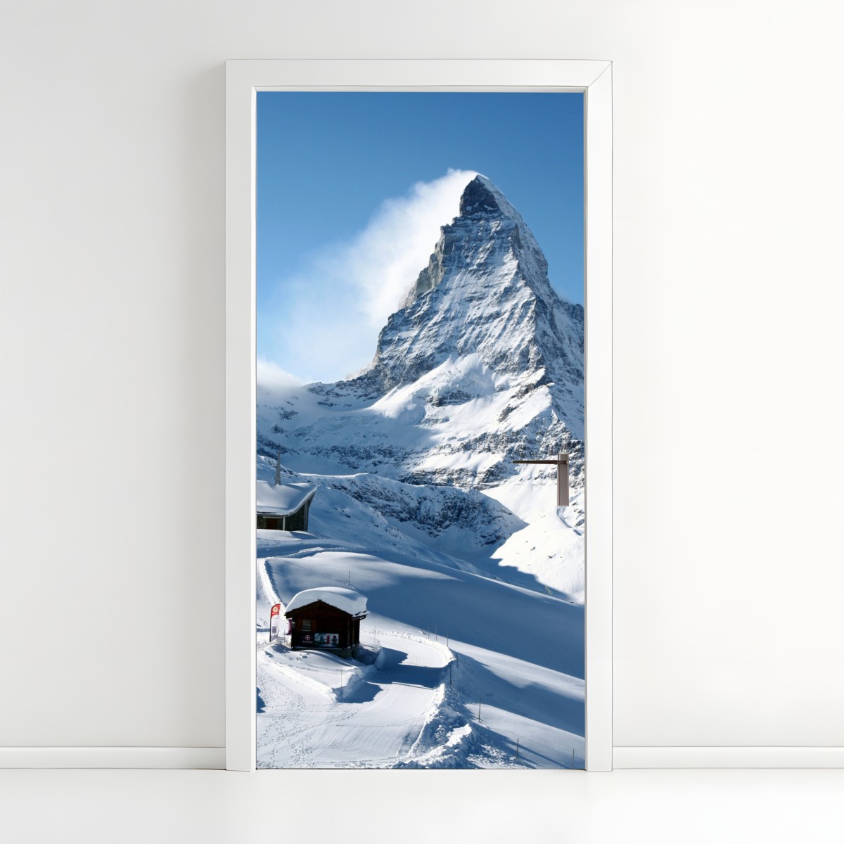 Türaufkleber majestätischer alpiner gipfel im winter – Wallnifity®