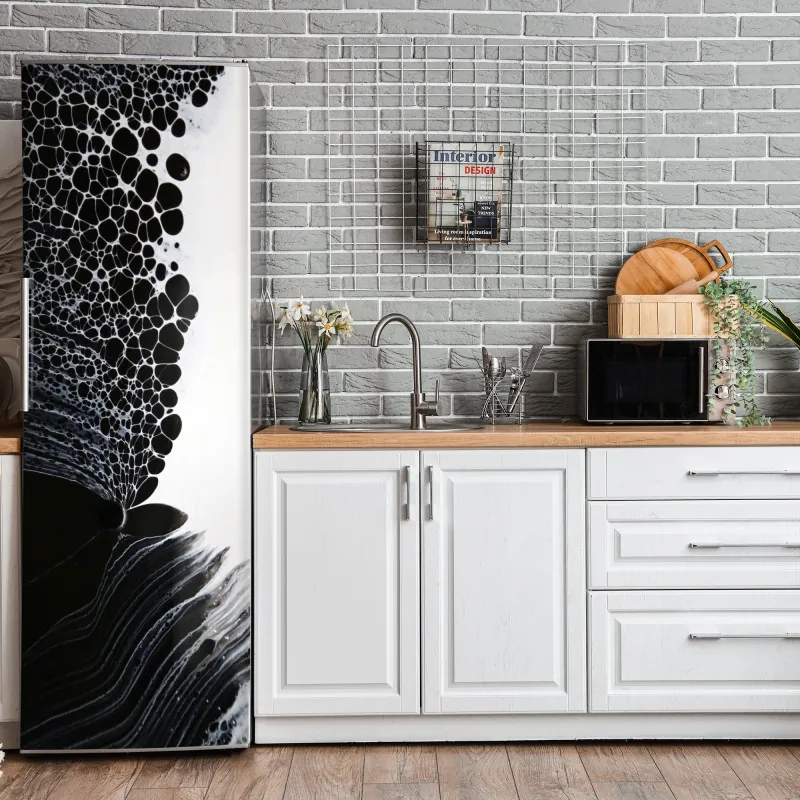 Kühlschrankaufkleber lebhafte türkis und limetten aquarellspritzer – Wallnifity®