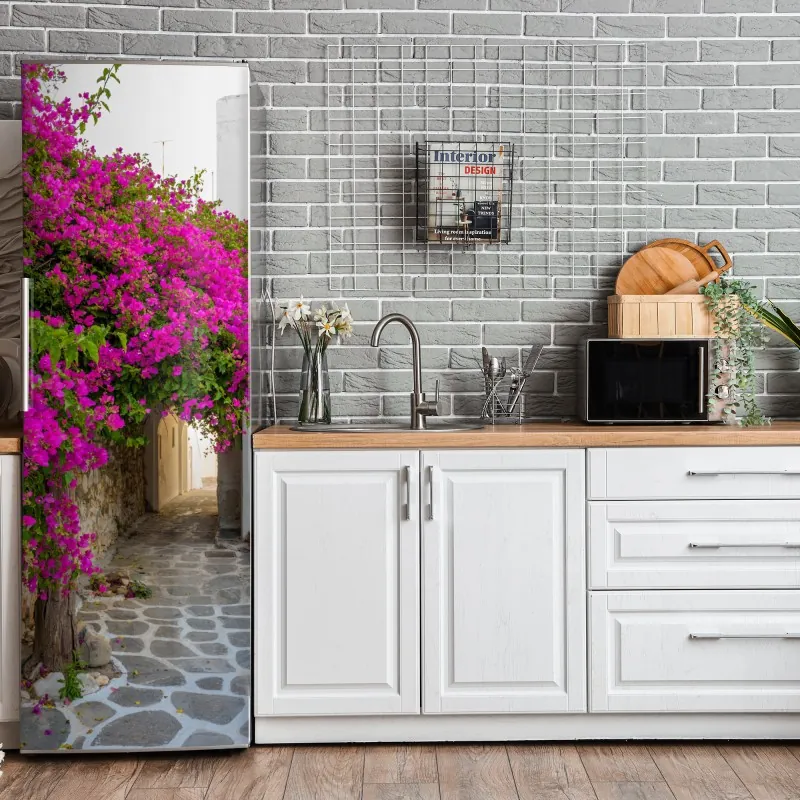 Kühlschrankaufkleber tropisches muster mit tukan und blumen – Wallnifity®